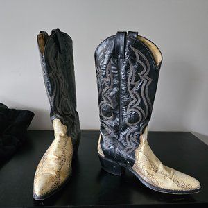 Dan Post vintage circa 1980 Snakeskin two tone boots 9D